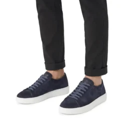 Santoni Sneaker aus Leder braun Schnürschuhe