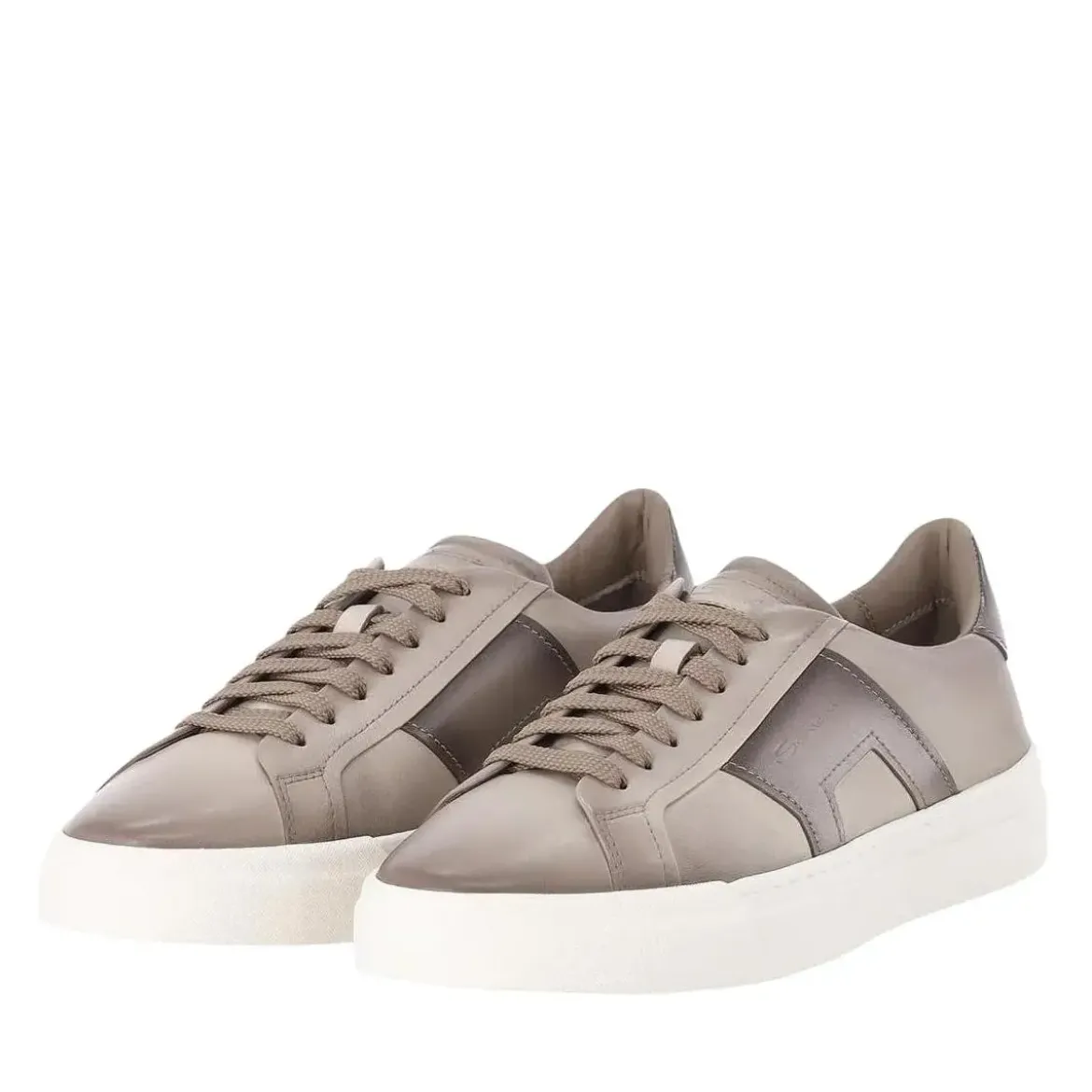 Santoni Sneaker aus Leder braun Schnürschuhe