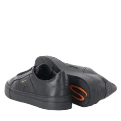 Santoni Sneaker aus Leder schwarz Schnürschuhe