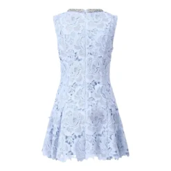 Self Portrait Blue Flower Lace Mini Dress Blue Minikleid