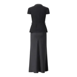 Self Portrait Maxi Kleid aus Woll-Mix schwarz Maxikleid