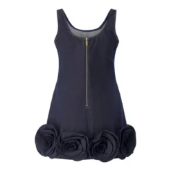 Self Portrait Sheath Dress With 3D Flowers Black Minikleid