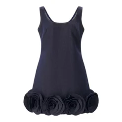 Self Portrait Sheath Dress With 3D Flowers Black Minikleid