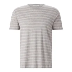 Stefan Brandt Gestreiftes T-Shirt Enno aus Leinen grau T-Shirt