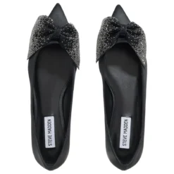 Steve Madden Magi Black Satin Ballerinas