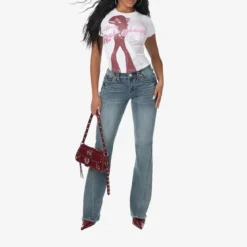 True Religion - Baby Tee- Markanter Grafikprint auf Front- Ret weiss T-Shirt