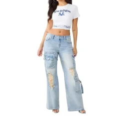 True Religion - Bandeau-Shirt- Enganliegend- Markanter Grafik. weiss T-Shirt