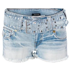 True Religion - Denim-Shorts- Mid-Rise- Ausgefranster Saum- K blau Jeansshorts