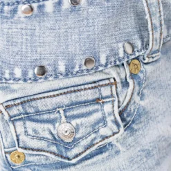True Religion - Denim-Shorts- Mid-Rise- Ausgefranster Saum- K blau Jeansshorts