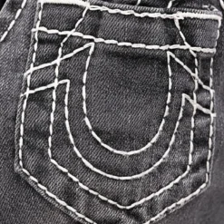 True Religion - Denim-Top- Tiefer Rundhalsausschnitt- Struktur schwarz Top