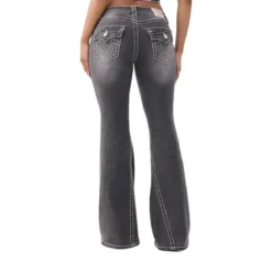 True Religion - Flared-Jeans- Weiter Schlag- Drehbein- Gedreh schwarz Jeans