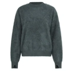 True Religion - Gerader Schnitt- Logo-Stickerei- Rundhalsaussc oliv Pullover