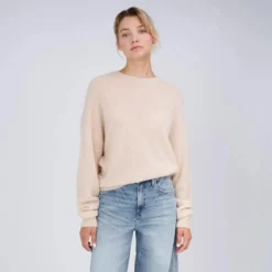 True Religion - Gerader Schnitt- Rippbündchen an den Ärmeln- Ü beige