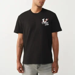 True Religion - Gerader Schnitt- Überschnittende Schultern- Ru schwarz T-Shirt