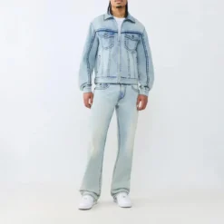 True Religion - Jeansjacke- Motoinspirierte Details- Frontreiß hellblau