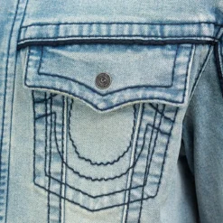 True Religion - Jeansjacke- Motoinspirierte Details- Frontreiß hellblau