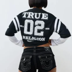 True Religion - Jersey Top mit integriertem langen Ärmel- Kontr bunt Longsleeve