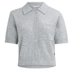 True Religion - Kurze Ärmel- Gerader Schnitt- Rippbündchen angrau Strickjacke