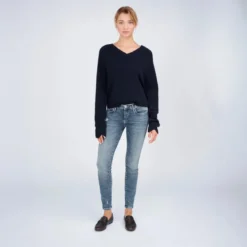 True Religion - Lamgarm- Gerader Schnitt- Rippbünchen an den Ä dunkel-blau