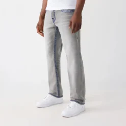 True Religion - Modell: Ricky- Lockere Passform- Farbige Ziern grau Jeans