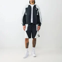 True Religion - Nylon Track-Short- Geometrisches Colorblocking schwarz Shorts