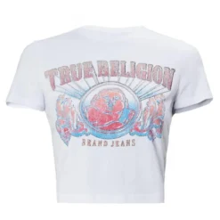 True Religion - Shirt- Figurbetonte Silhouette- Verkürzte Form weiss T-Shirt