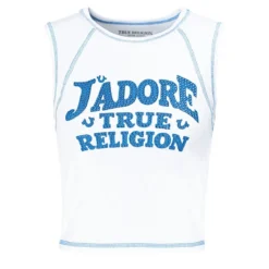 True Religion - Tank Top- Abgerundeter Saum- Gerippte Textur- weiss Top