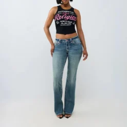 True Religion - Tanktop- Gerippt- Logo mit Ziersteine besetzt schwarz Top