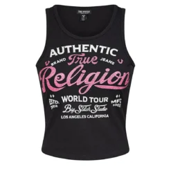 True Religion - Tanktop- Gerippt- Logo mit Ziersteine besetzt schwarz Top