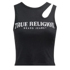 True Religion - Top- Ziersteine auf Front- Cut Out- Dehnbarer schwarz Top