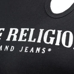 True Religion - Top- Ziersteine auf Front- Cut Out- Dehnbarer schwarz Top