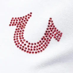 True Religion - T-Shirt- V-Ausschnitt- Markenlogo auf Front-weiss T-Shirt