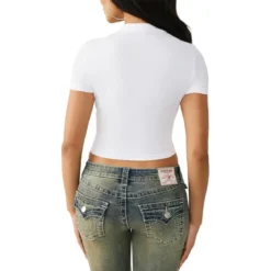 True Religion - Verkürzte Passform- Figurbetont- Nauchfrei- Z weiss T-Shirt