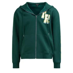 True Religion - Zip-Hoodie- Varsity-Stil- Logo Print auf Rücks grün