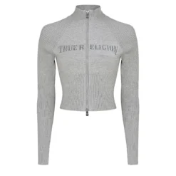 True Religion Zip-Sweater CRYSTAL grau Strickjacke