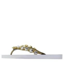 UZURII platte hausschuhe Chrystal Flower weiss Flip Flops