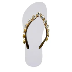 UZURII platte hausschuhe Chrystal Flower weiss Flip Flops