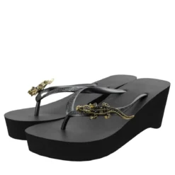 UZURII Zehentrenner Black Crocodile Switch High Heel schwarz Flip Flops