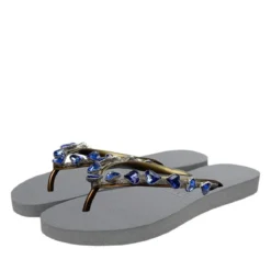 UZURII Zehentrenner Heart Blue silber Flip Flops