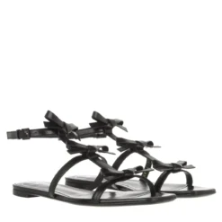 Valentino Garavani French Bow Flat Sandals Black Sandalen