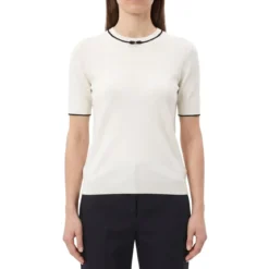 Valentino Garavani Kurzarm-Pullover aus Schurwolle weiß Pullover