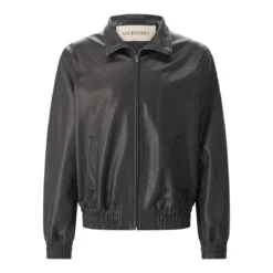 Valentino Garavani Lederjacke mit Reißverschluss schwarz Übergangsjacke
