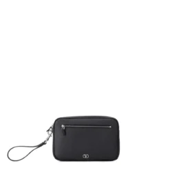 Valentino Garavani Pochette aus Leder schwarz Geldbörse