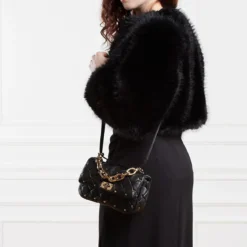 Valentino Garavani Rockstud Spike Foldover Top Shoulder Bag Nero Crossbody Bag