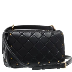 Valentino Garavani Rockstud Spike Foldover Top Shoulder Bag Nero Crossbody Bag