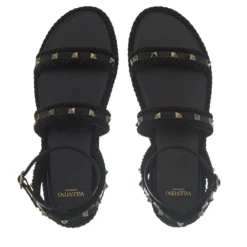 Valentino Garavani Rockstud Torchon Sandal Nero Sandalen