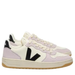 Veja V-10 Prime Leather Pure Black Parme Low-Top-Sneaker