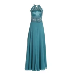 Vera Mont Abendkleid mit Spitze Blau Abendkleid