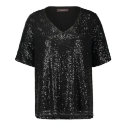 Vera Mont Blusenshirt mit Paillettenbesatz Schwarz Bluse