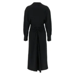 Victoria Beckham Long Sleeve Polo Collar Midi' Dress Schwarz Midikleid